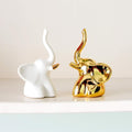 Ceramic Elephant Figurines Set of 2 White