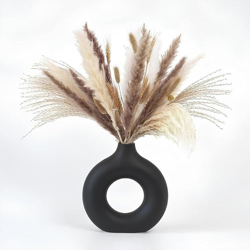 Donut Style Ceramic Planter Pot Black