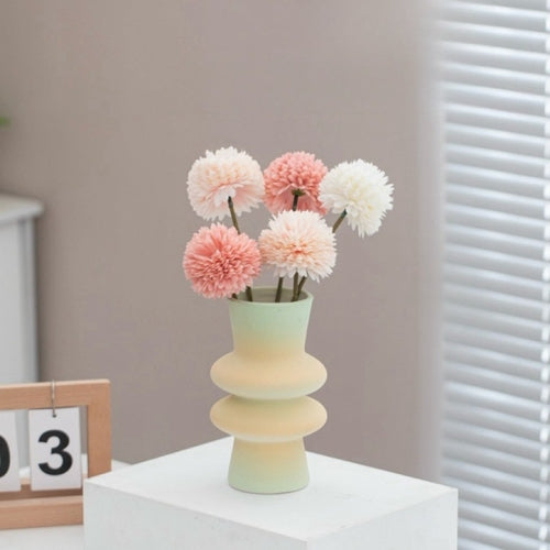 Handmade Ceramic Gradient Vase, Dopamine Geometric Matte Flower Vessel